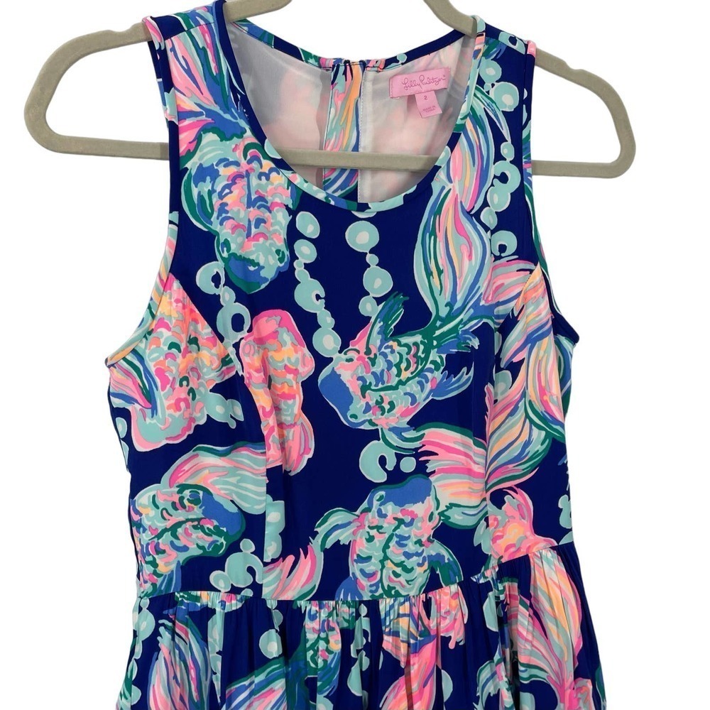 Lilly Pulitzer 2 Kassia Fit And Flare Dress True Blue Going Coastal 23240 - Picture 5 of 12